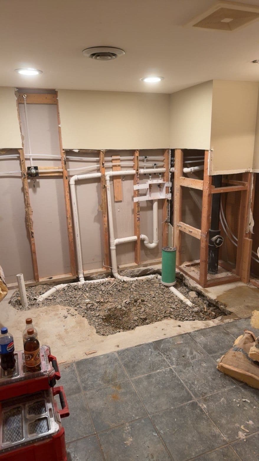 Concrete Patch Work Inside a Bathroom Renovation image